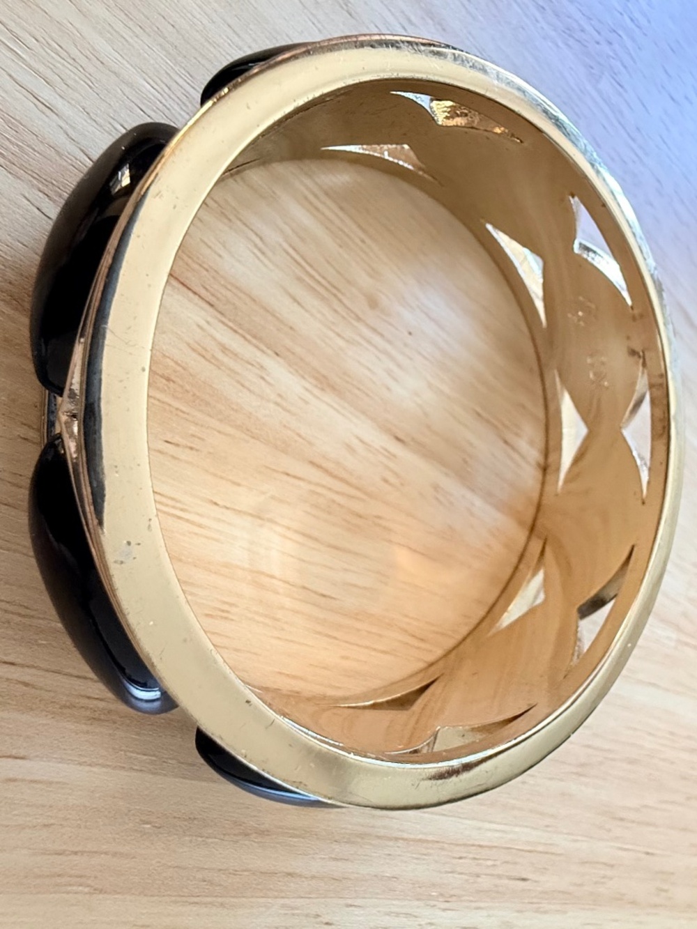 Gold Tone Bracelet with Black Enamel Accent - Picture 4 of 6
